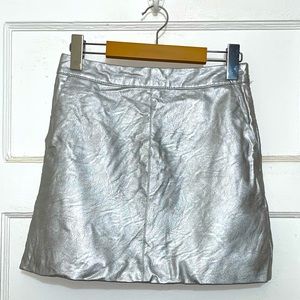 TopShop Silver Faux Leather Mini Skirt